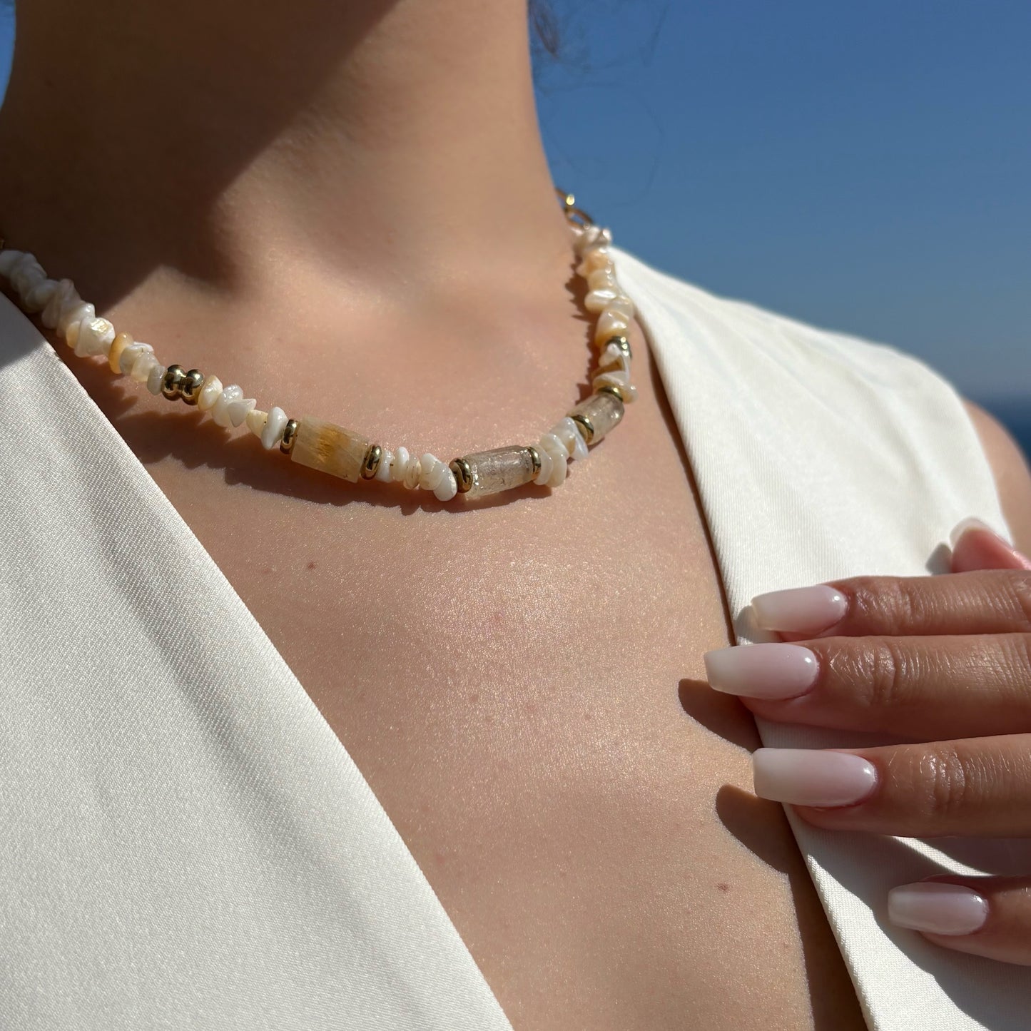 Collier en pierres naturelles - Coquillage & Pierre de Soleil