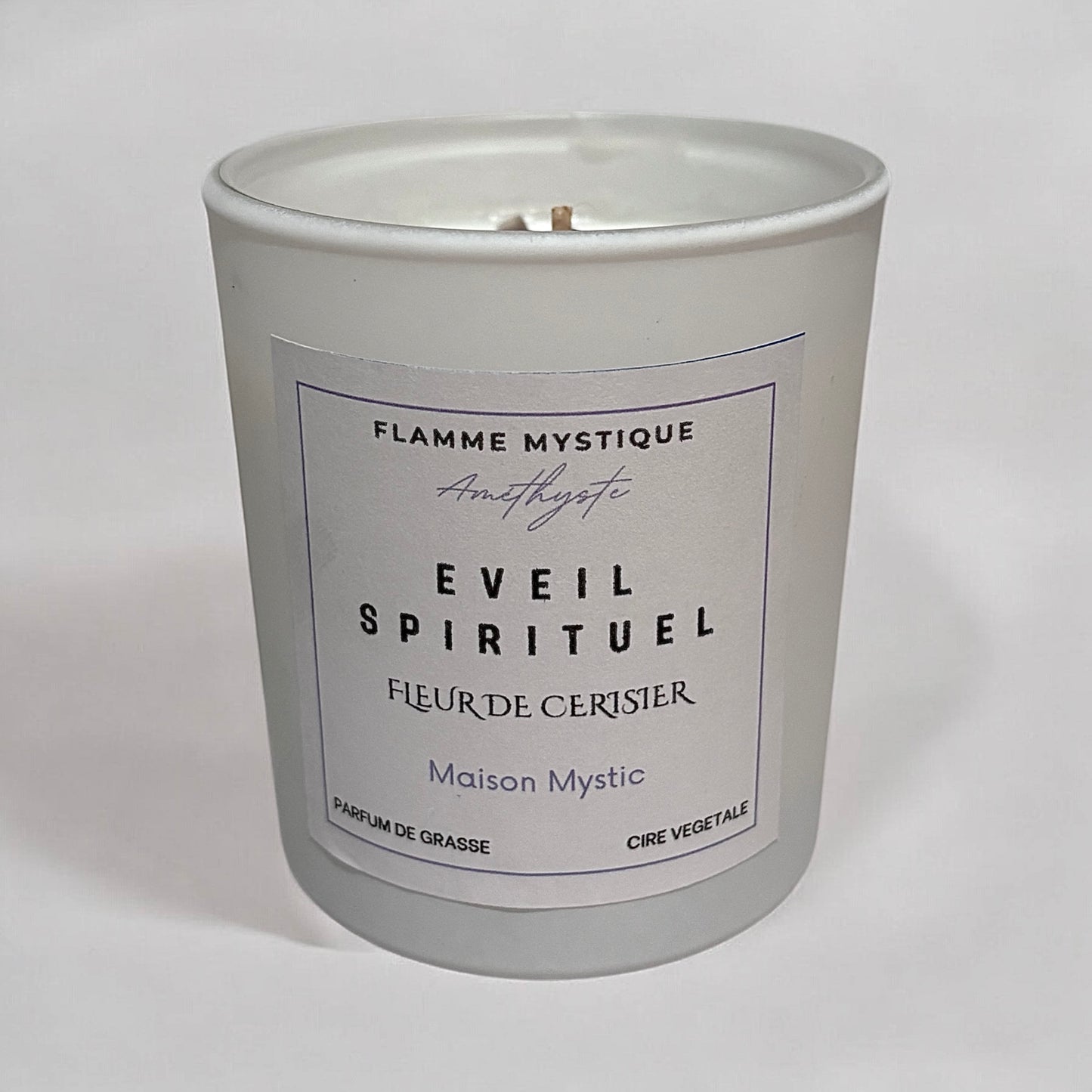 Bougie artisanale - EVEIL SPIRITUEL - Parfum Fleur de Cerisier & Améthyste