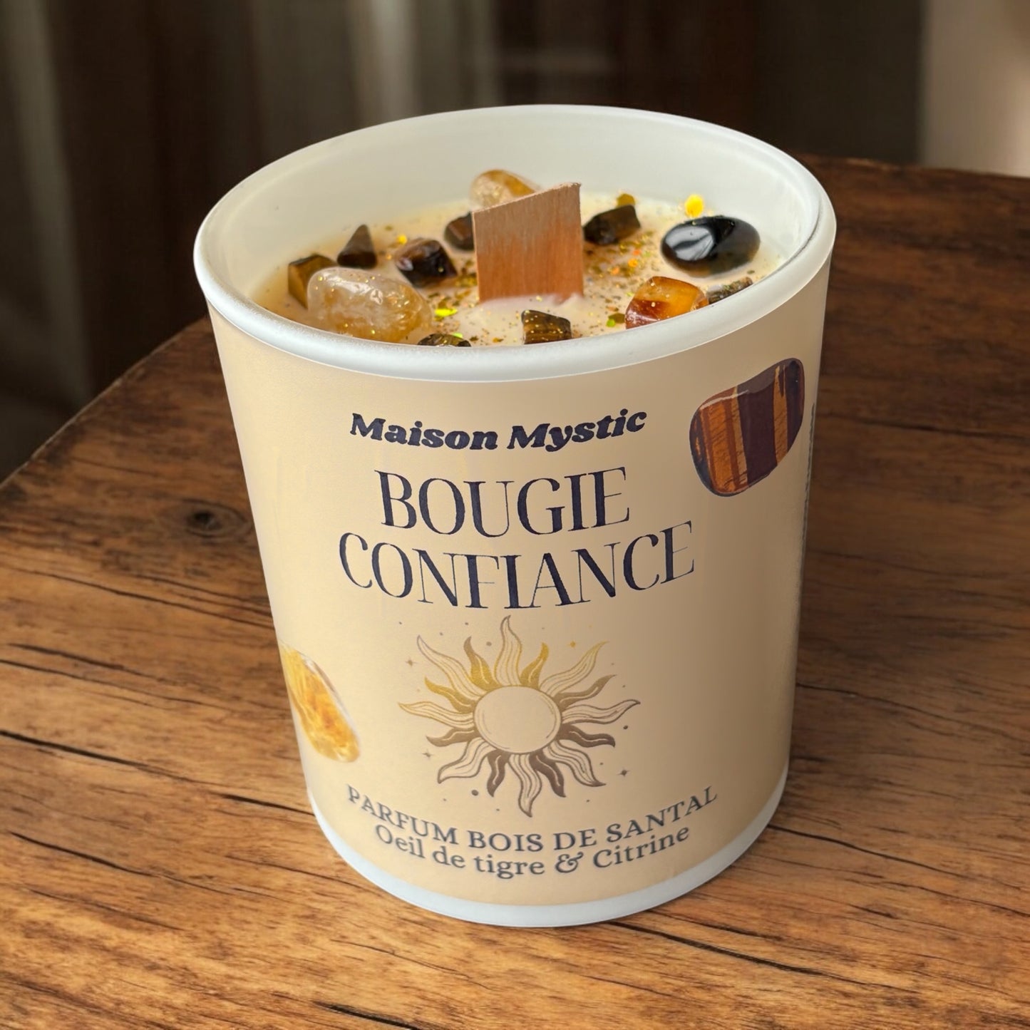 Bougie d'intention - CONFIANCE ✨ Oeil de Tigre & Citrine