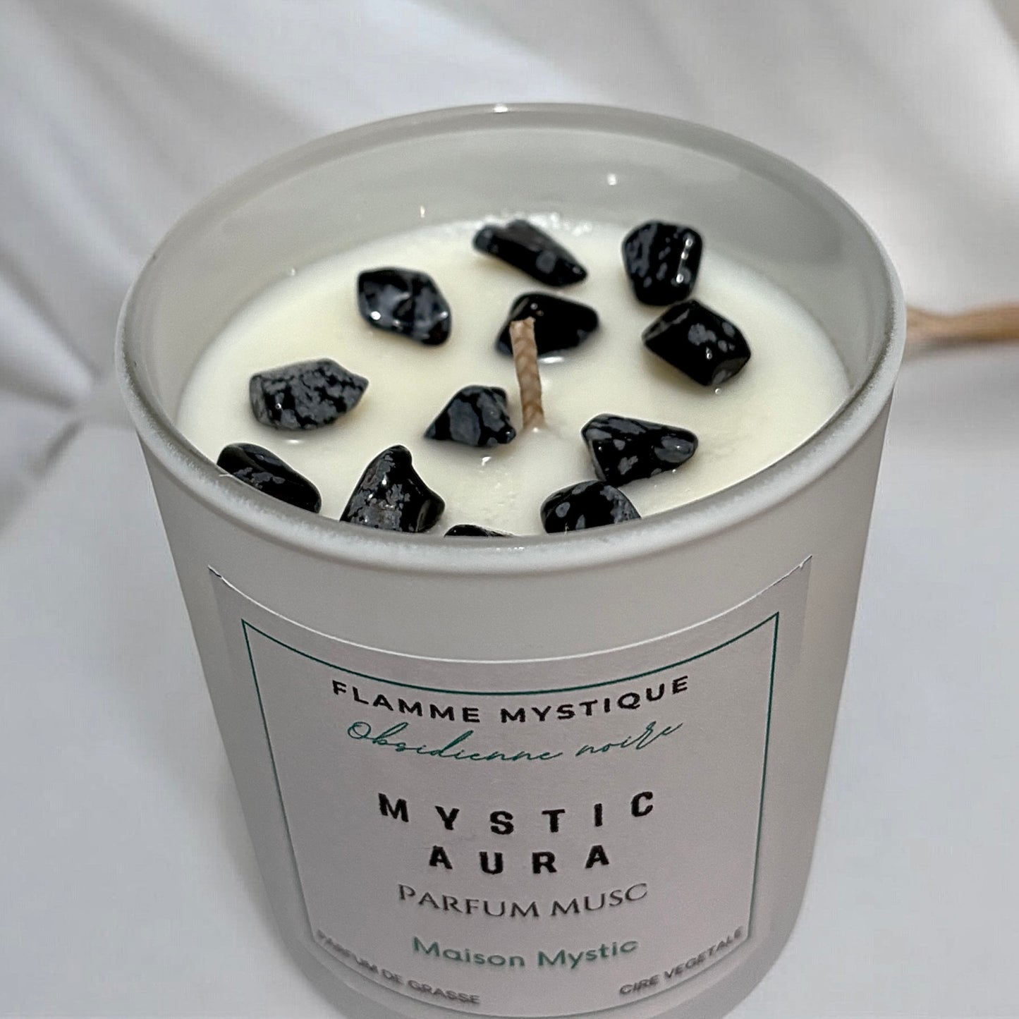 Bougie MYSTIC AURA - Parfum Musc & Obsidienne noire