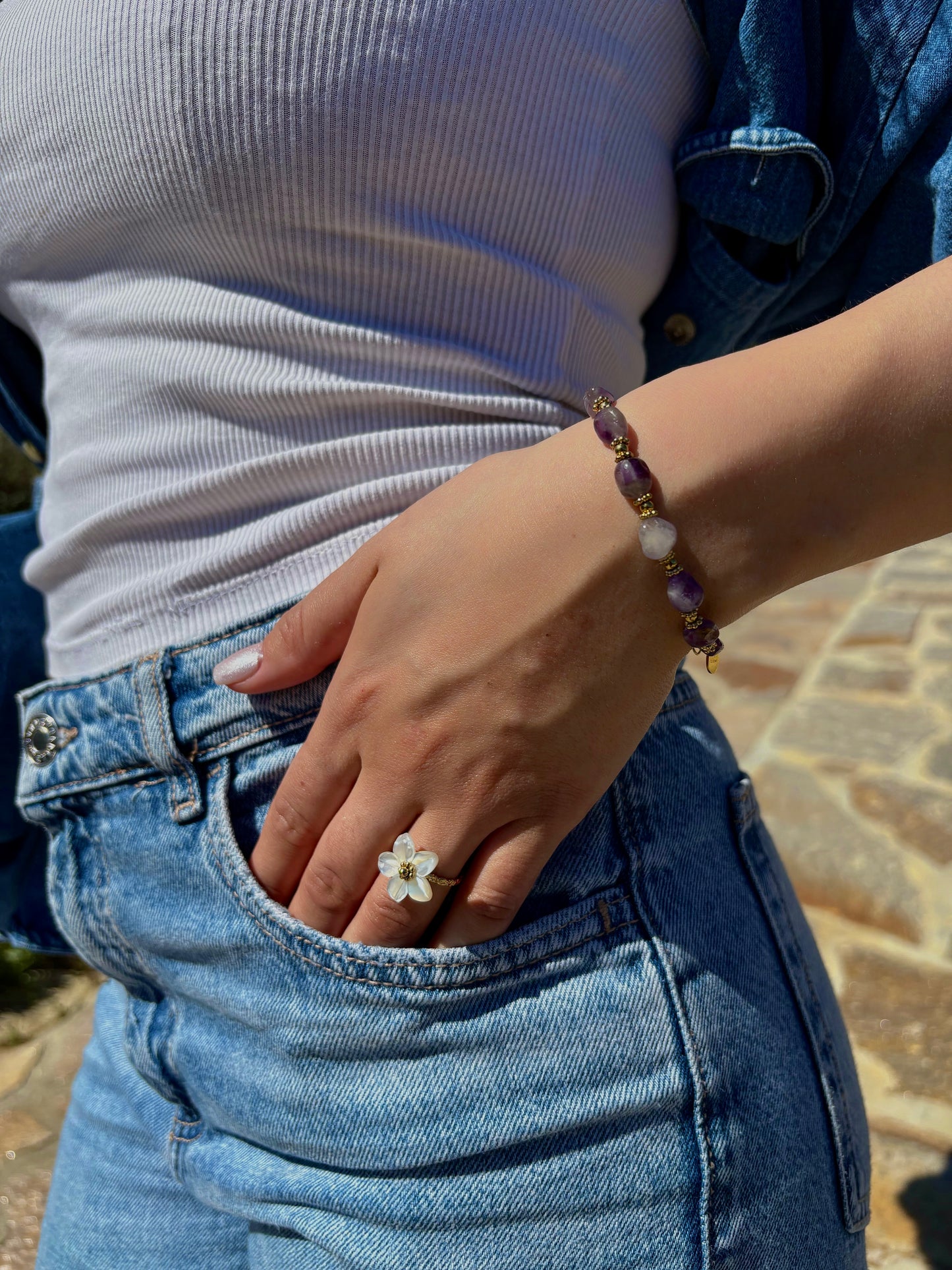 Bracelet en pierres naturelles - Améthyste
