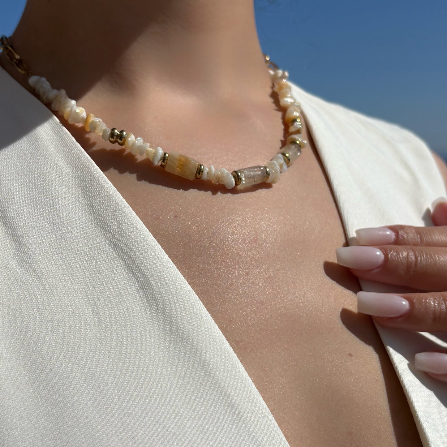 Collier en pierres naturelles - Coquillage & Pierre de Soleil