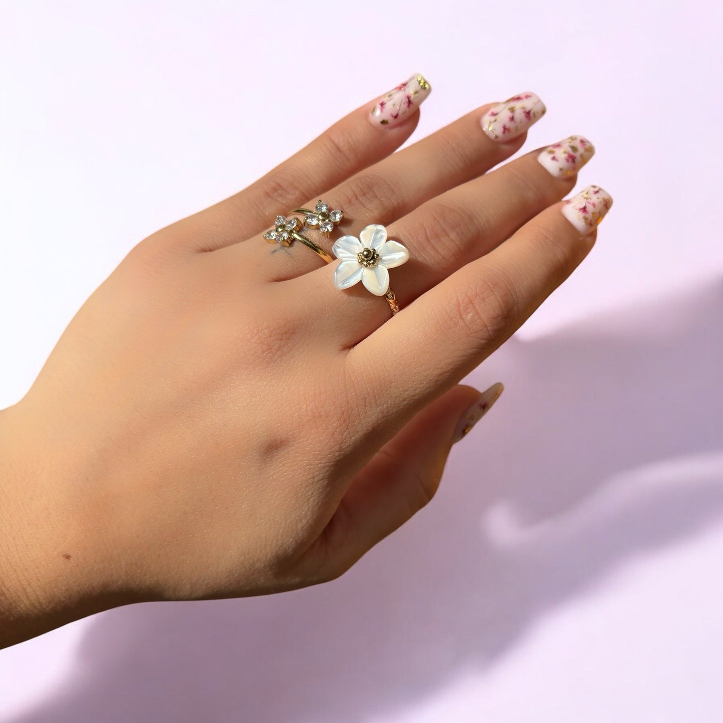 Bague fleur nacrée - Nymphéa