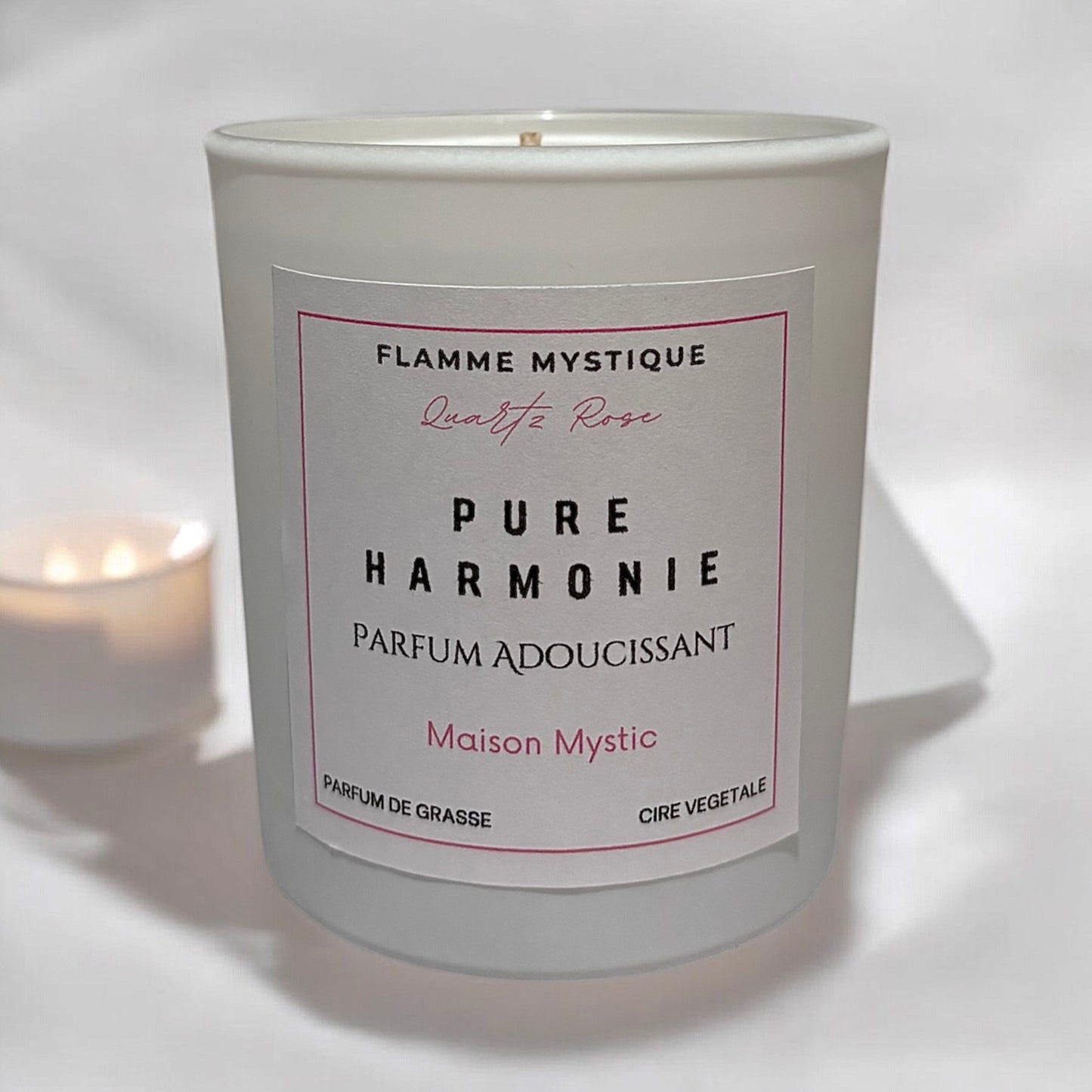 Bougie PURE HARMONIE - Parfum Adoucissant & Quartz Rose