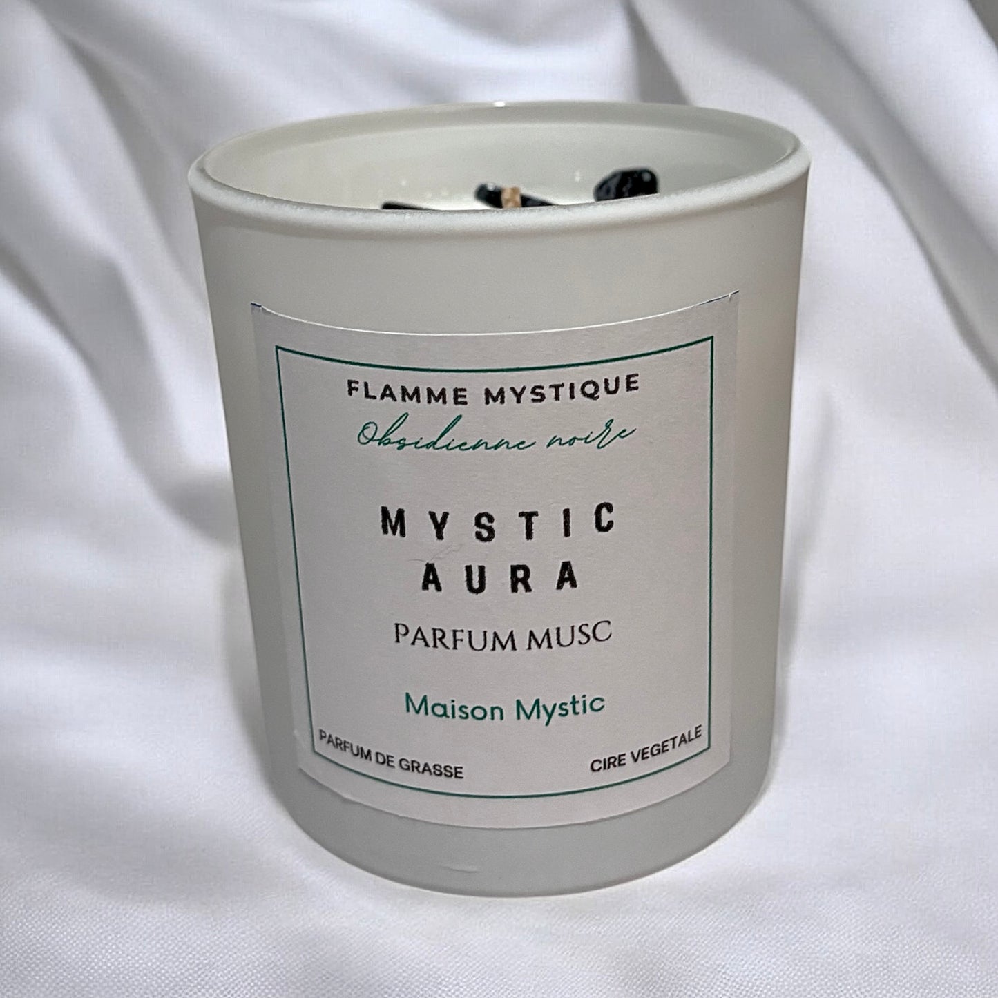 Bougie MYSTIC AURA - Parfum Musc & Obsidienne noire