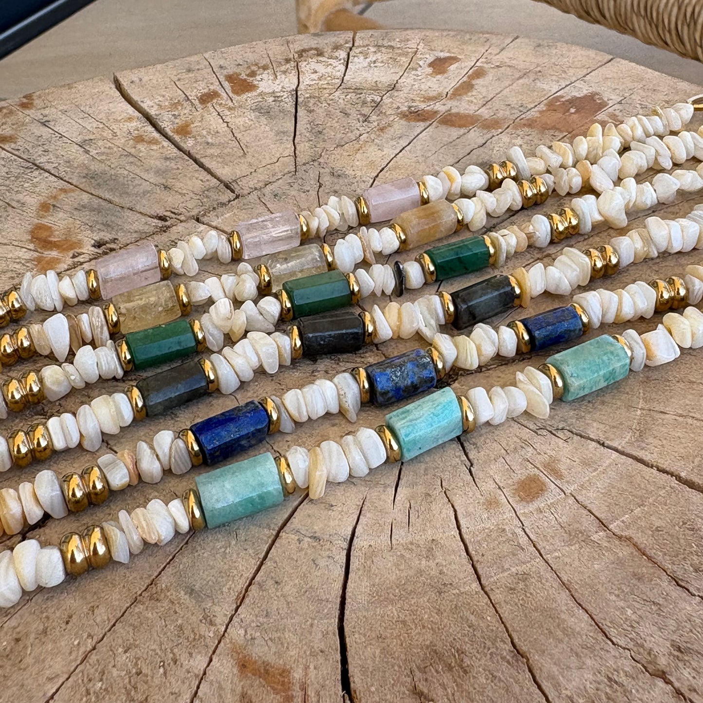 Collier en pierres naturelles - Coquillage & Pierre de Soleil