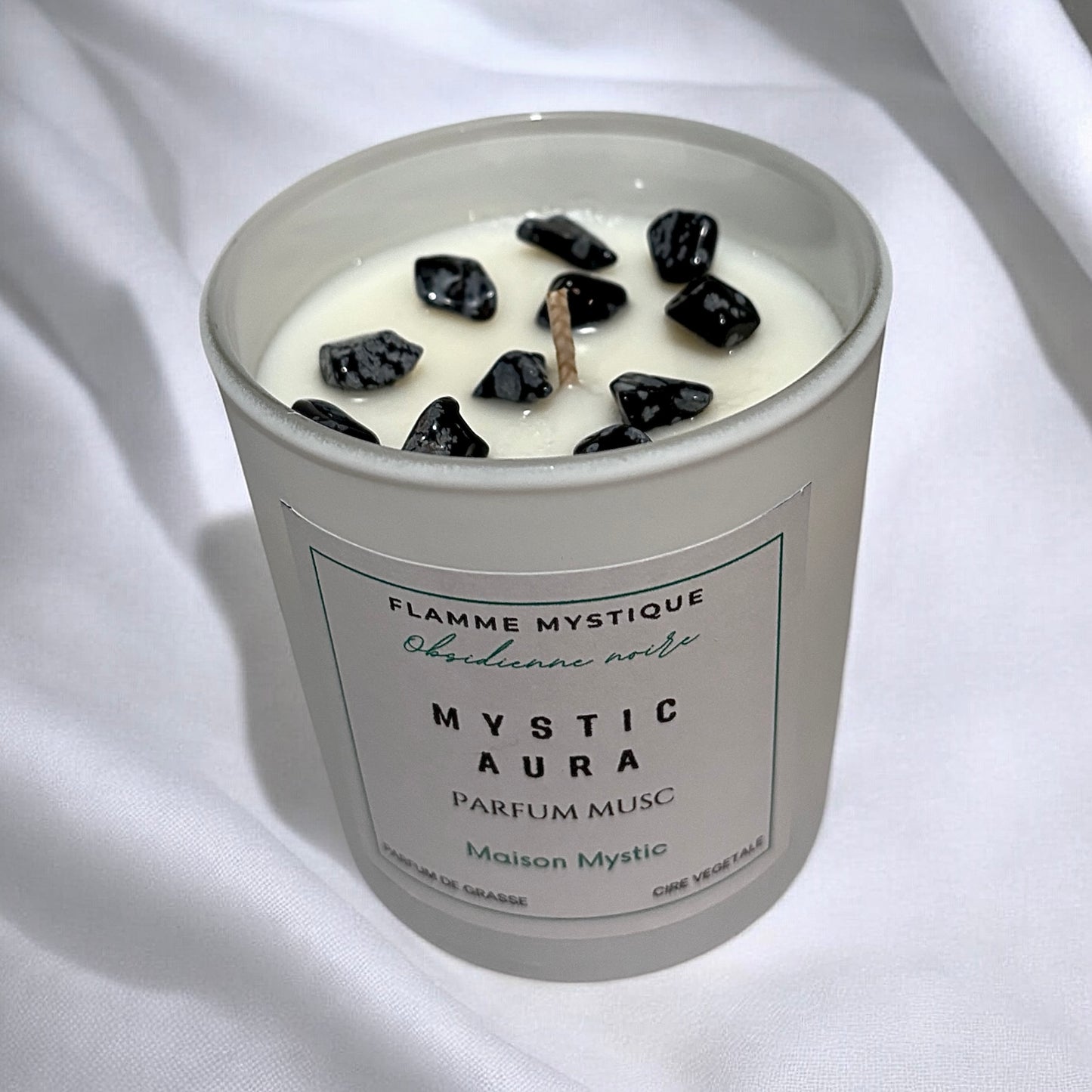 Bougie MYSTIC AURA - Parfum Musc & Obsidienne noire