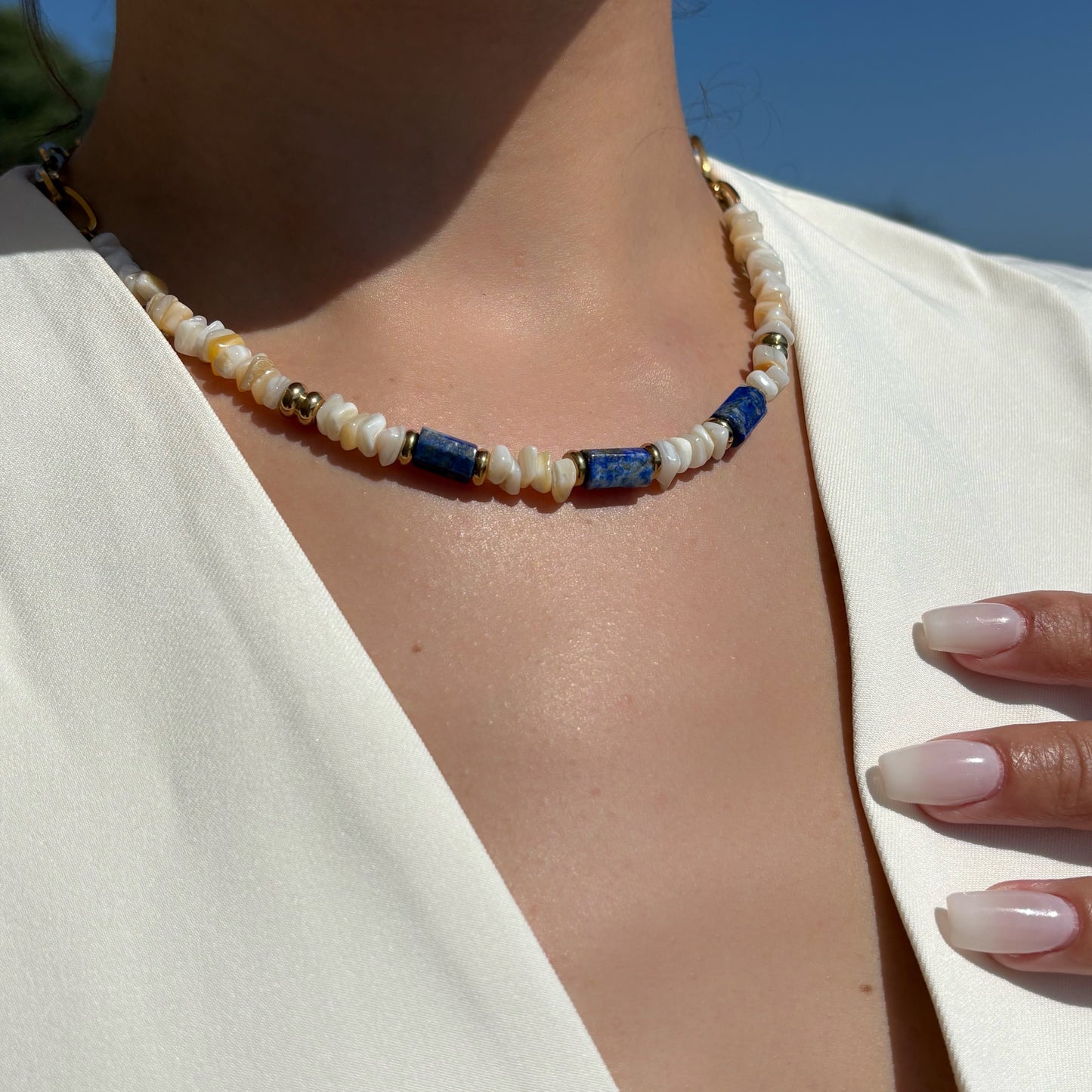 Collier en pierres naturelles - Coquillage & Lapis Lazuli