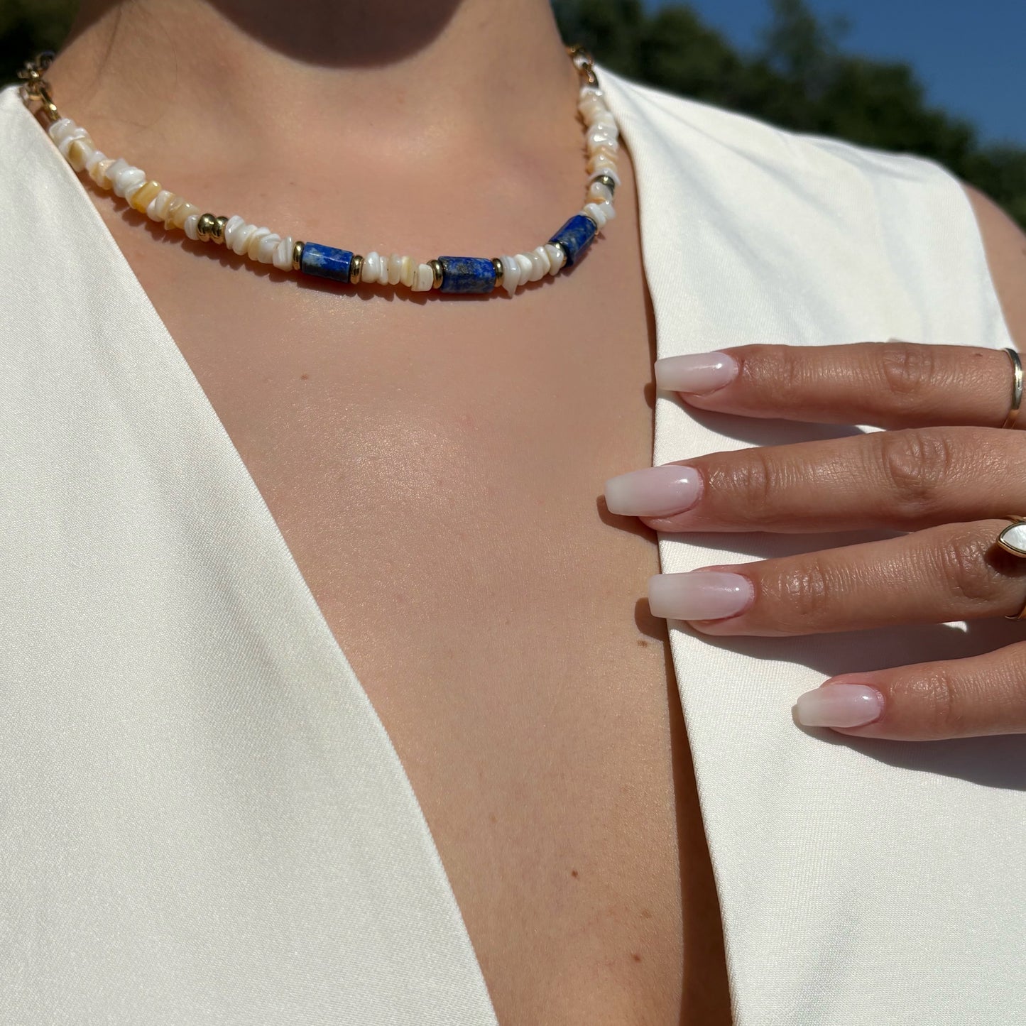 Collier en pierres naturelles - Coquillage & Lapis Lazuli