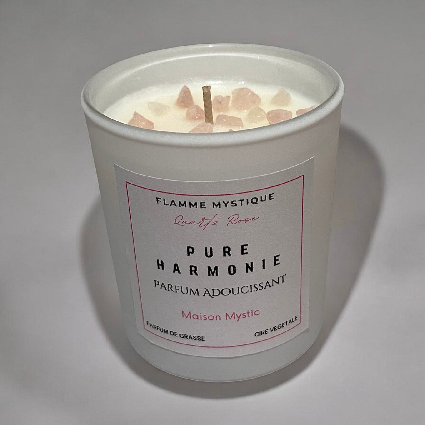 Bougie PURE HARMONIE - Parfum Adoucissant & Quartz Rose